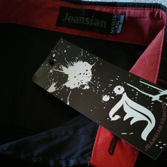 🌺 NWT Mens Jeansian Black/Red Fashion Shirt - Picture 5 of 7